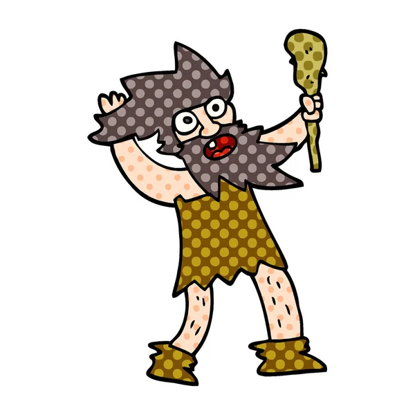 Cartoon Doodle Crazy Caveman — Stock Vector