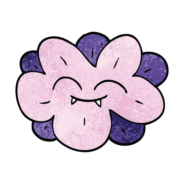 Desen Animat Doodle Floare Colți — Vector de stoc