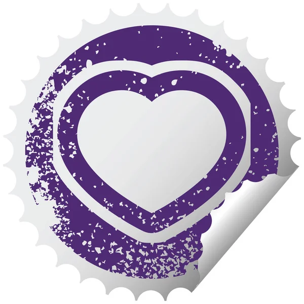 Heart Symbol Graphic Distressed Sticker Illustration Icon — Stock Vector