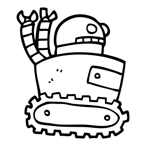 Line Drawing Cartoon Robot — Stock Vector