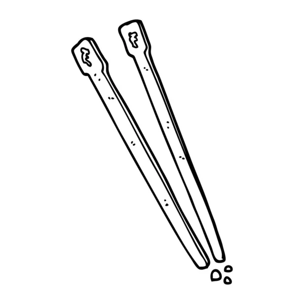 Line Drawing Cartoon Wooden Chopsticks — Stock Vector