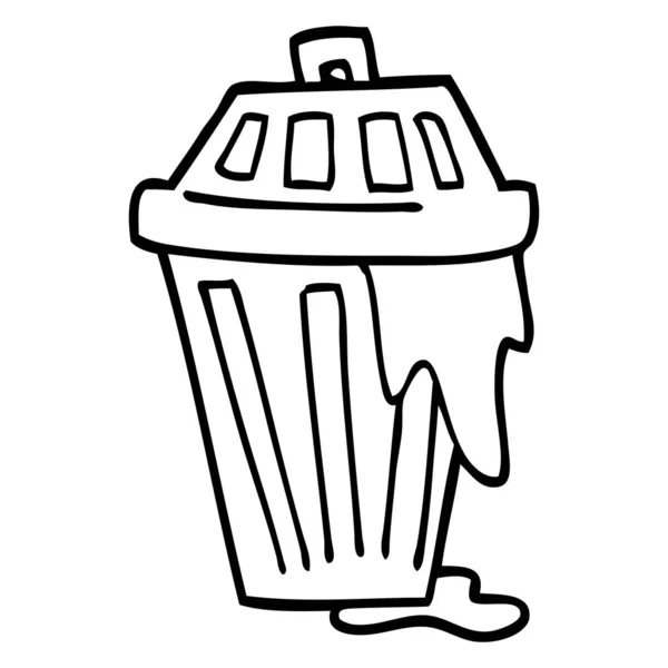 Line Drawing Cartoon Waste Bin — Stock Vector