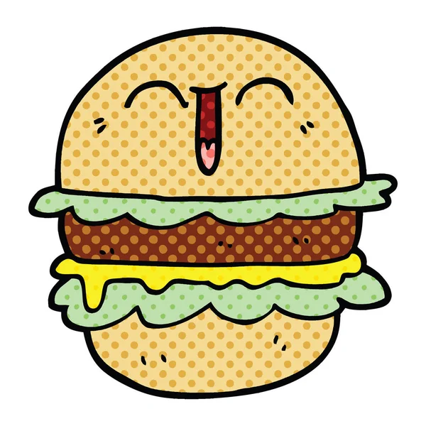 Comic Book Styl Kreslených Burger — Stockový vektor