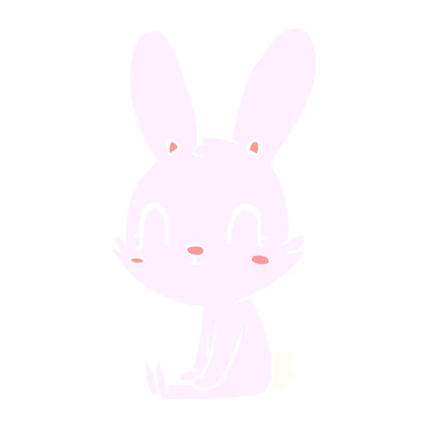 Mignon Plat Couleur Style Dessin Animé Lapin Assis — Image vectorielle