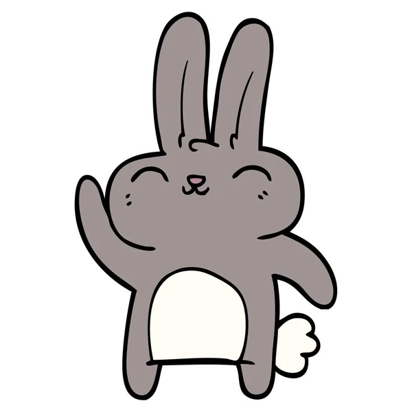 Dibujos Animados Garabato Feliz Conejo — Vector de stock