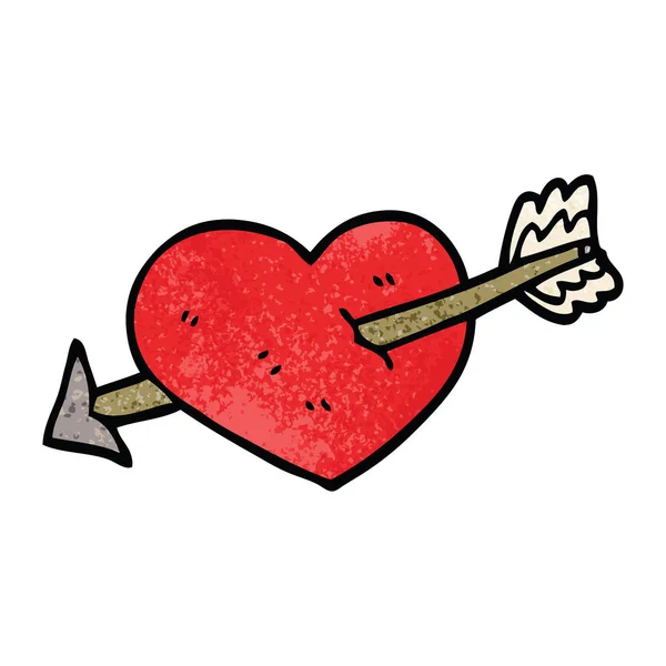 Dibujos Animados Garabato Corazón Disparo Través Flecha — Archivo Imágenes Vectoriales