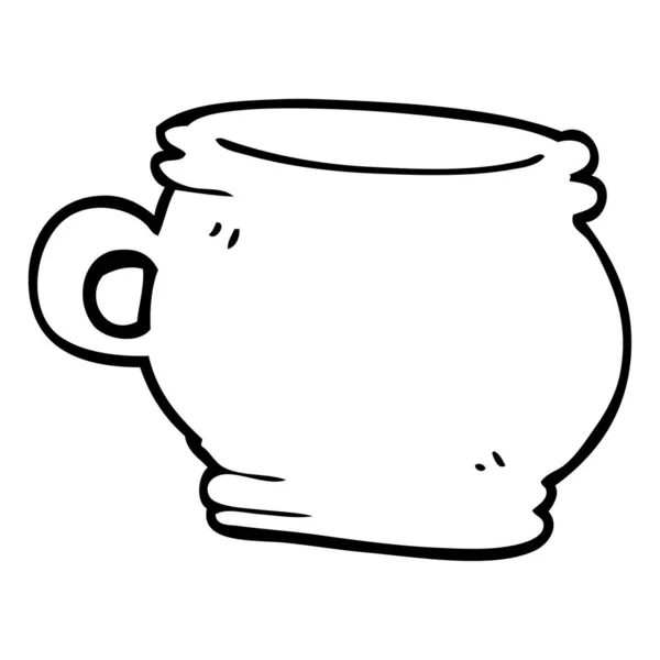 Dessin Ligne Tasse Dessin Animé — Image vectorielle