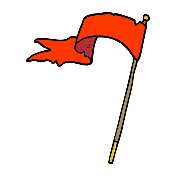 Doodle Kreskówka Macha Flagą — Wektor stockowy