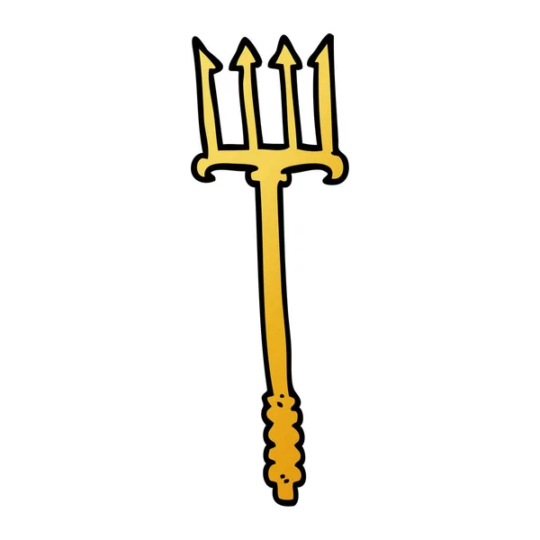 Cartoon Doodle Gouden Trident — Stockvector