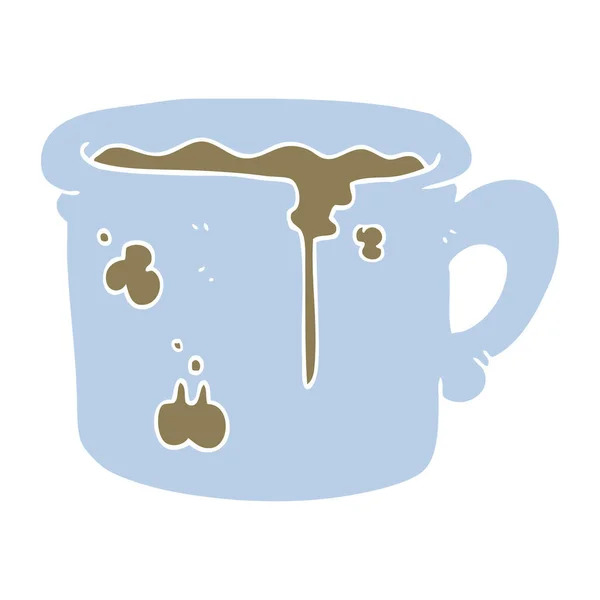 Плоская Цветная Иллюстрация Старой Чашки Кофе — стоковый вектор