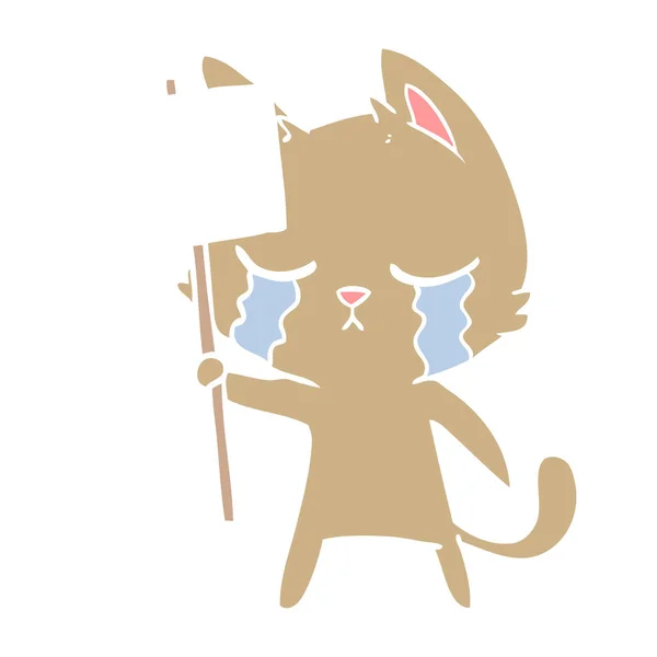 Pleurer Plat Couleur Style Dessin Animé Chat — Image vectorielle