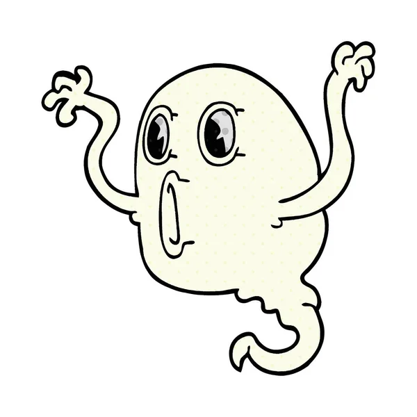 Spooky Cartoon Doodle Ghost — Stockvector