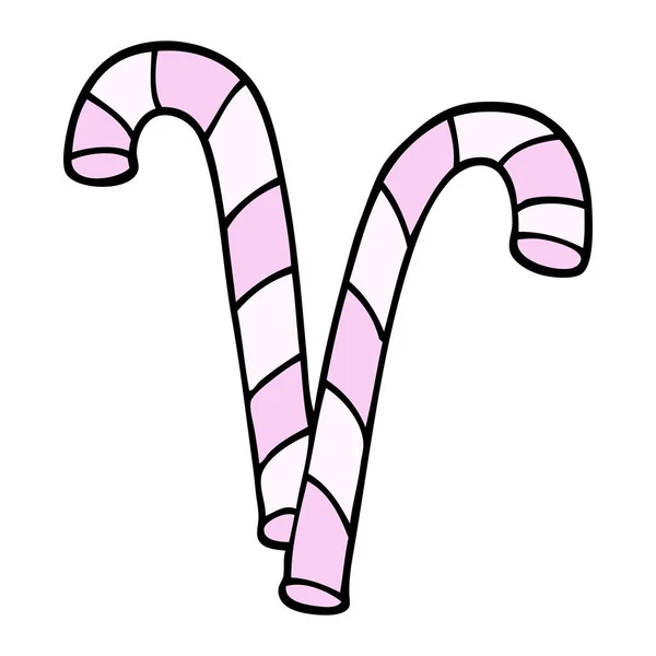 Dessin Animé Doodle Rose Canne Bonbons — Image vectorielle