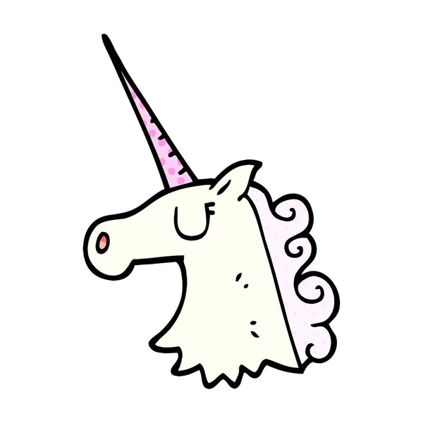Cartone Animato Doodle Grazioso Unicorno — Vettoriale Stock