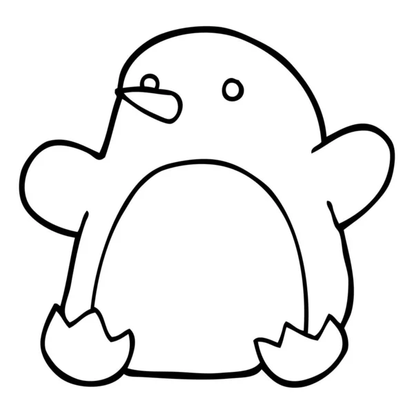 Linha Desenho Desenho Desenho Animado Dança Pinguim —  Vetores de Stock