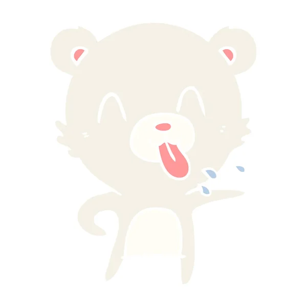 粗鲁的扁平颜色风格动画片北极熊伸出舌头 — 图库矢量图片