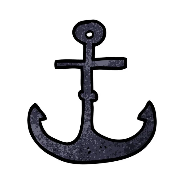 Ancoraggio Nave Doodle Cartone Animato — Vettoriale Stock