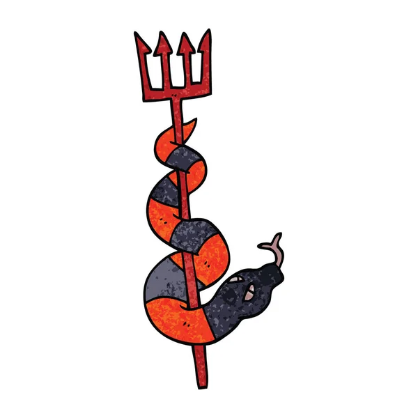 Cartoon Doodle Serpent Devils Fork — Stock Vector