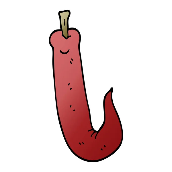 Desenho Animado Doodle Vermelho Pimenta Quente — Vetor de Stock