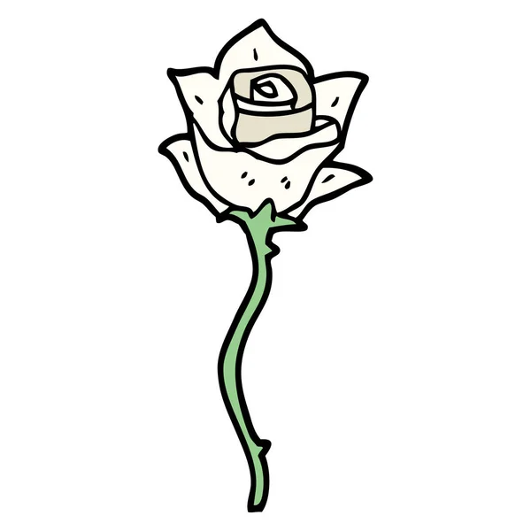 Γελοιογραφία Doodle Άσπρο Τριαντάφυλλο — Διανυσματικό Αρχείο