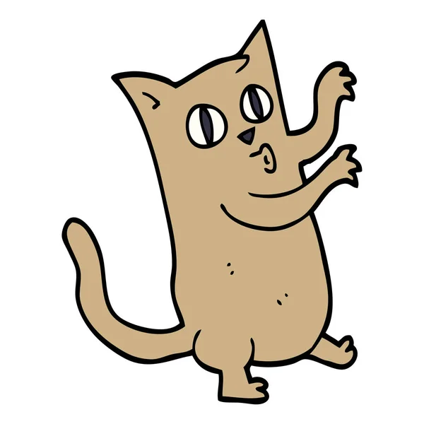 Fumetto Doodle Danza Gatto — Vettoriale Stock