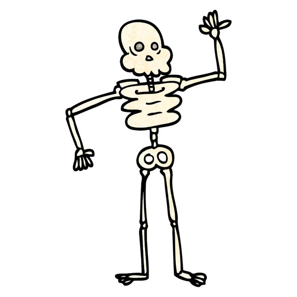 Grunge Textura Ilustración Dibujos Animados Esqueleto — Vector de stock