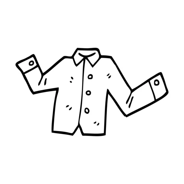 Línea Dibujo Dibujos Animados Camisa Casual — Vector de stock