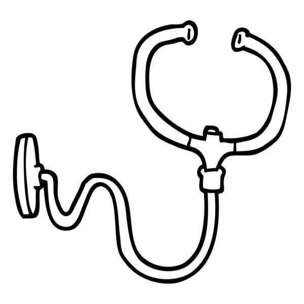 Line Drawing Cartoon Stethoscope — Stock Vector