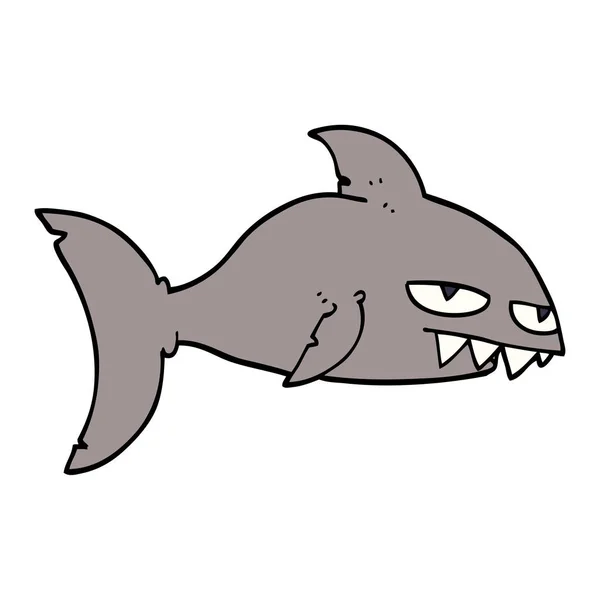 Caricatura Garabato Mortal Tiburón — Vector de stock