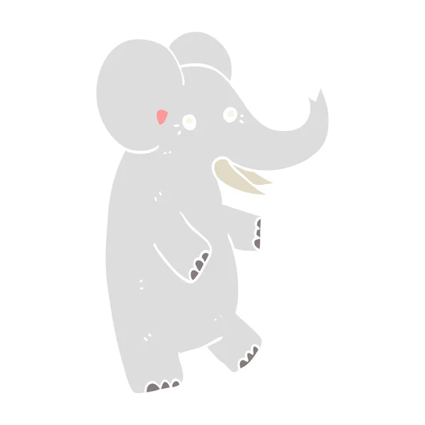 Platt Färg Stil Tecknad Elefant — Stock vektor