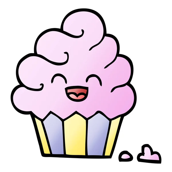 Vettoriale Gradiente Illustrazione Cartone Animato Cupcake — Vettoriale Stock