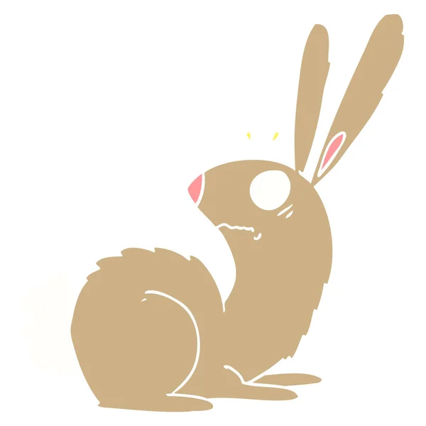 Flat Color Style Cartoon Startled Bunny Rabbit — Stock Vector