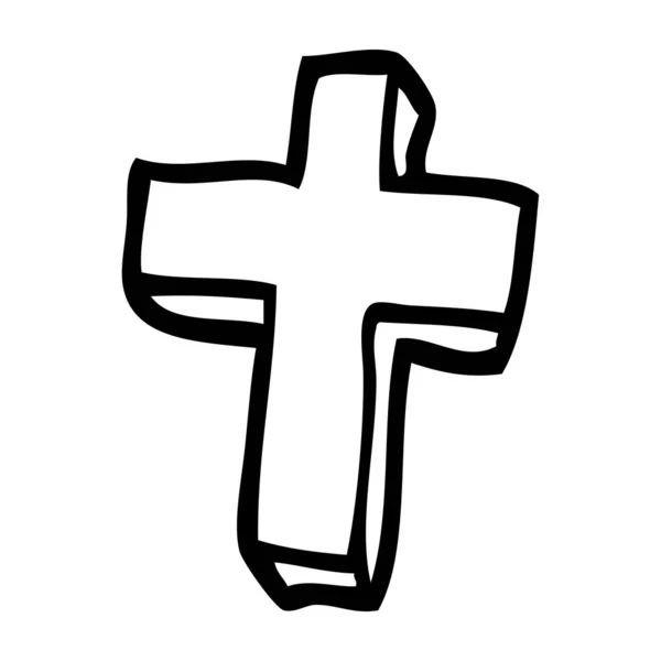 Lijntekening Cartoon Goud Cross — Stockvector