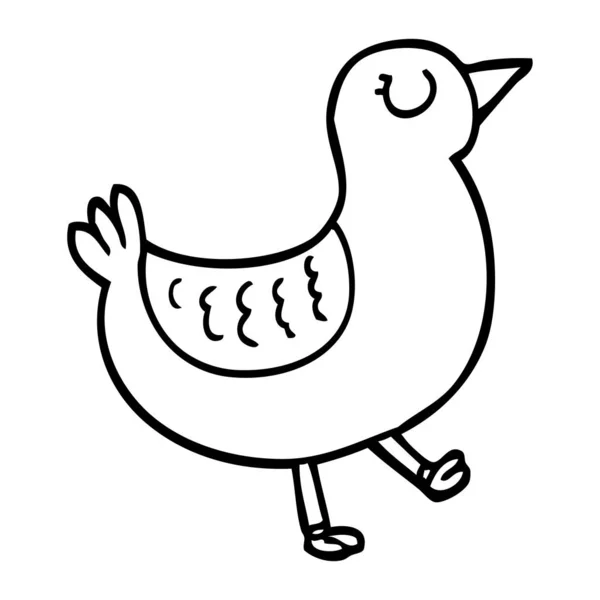 Pássaro Cartoon Preto Branco — Vetor de Stock