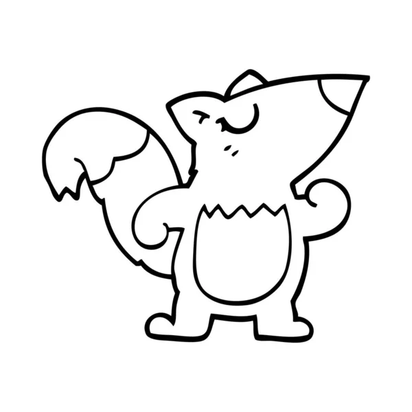 Line Drawing Cartoon Confident Squirrel — Stock Vector
