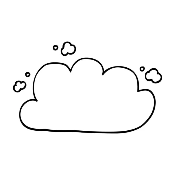 Line Drawing Cartoon Storm Cloud — Stock Vector