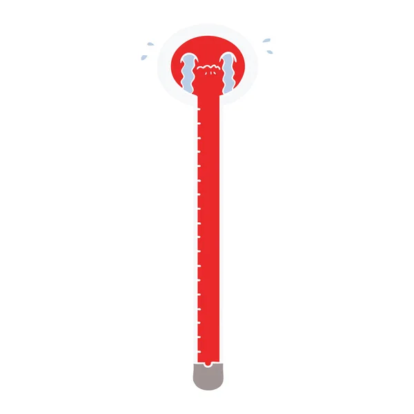 Egale Kleur Stijl Cartoon Thermometer Huilen — Stockvector