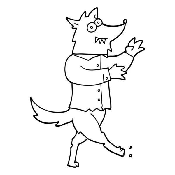 Black White Cartoon Werewolf — Stock Vector