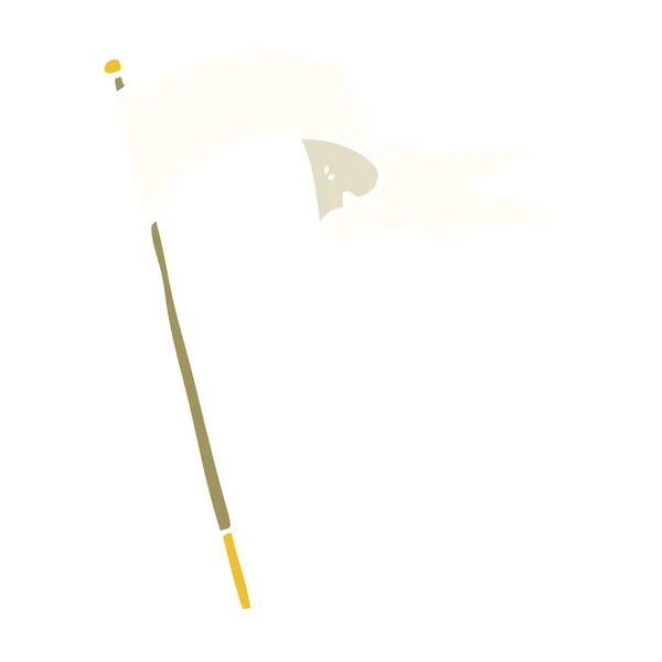 Garabato Dibujos Animados Ondeando Bandera Blanca — Vector de stock