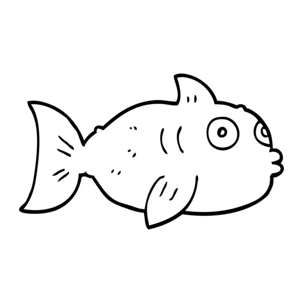 Line Drawing Cartoon Fish — Stock Vector