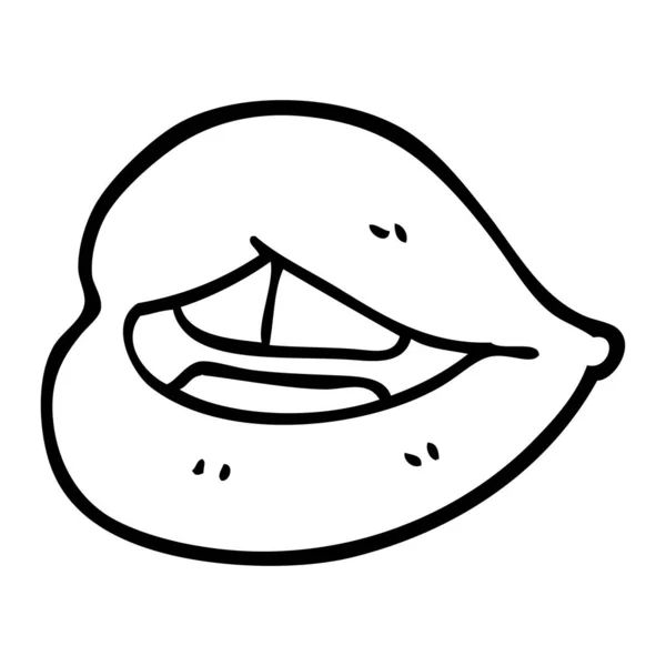 Linha Desenho Desenhos Animados Lábios Roxos — Vetor de Stock