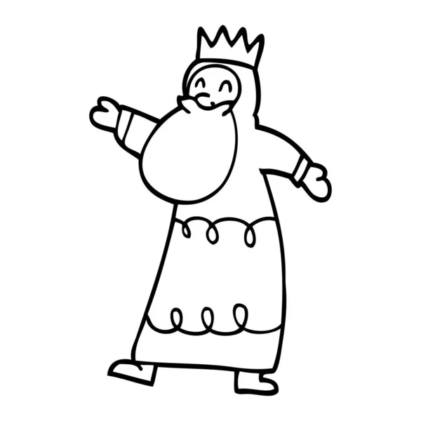 線画漫画賢明な王 — ストックベクタ