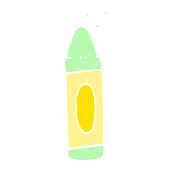 Plochý Barevný Obrázek Kreslený Zelená Pastelka — Stockový vektor
