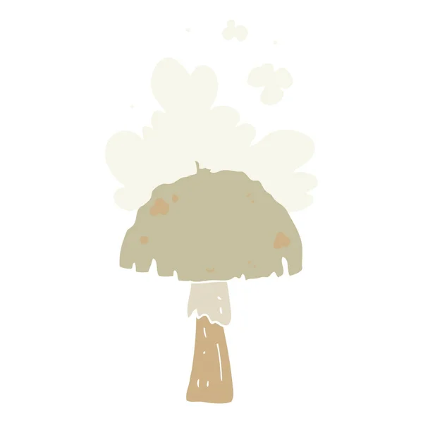 Flat Color Style Cartoon Mushroom Spore Cloud — Stock Vector