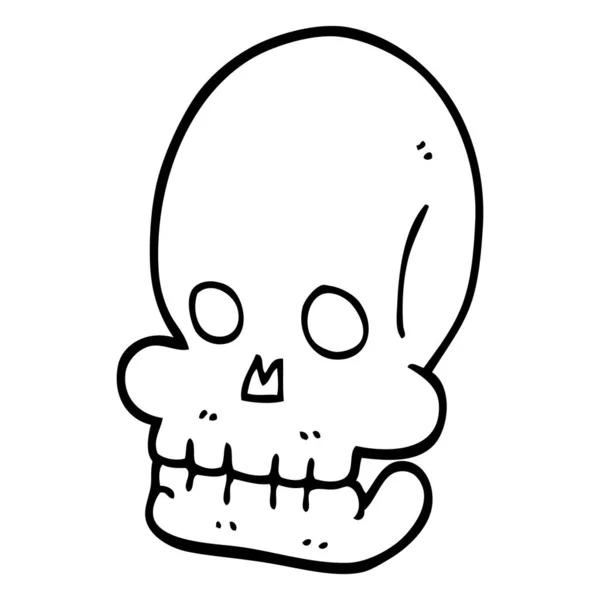 Line Drawing Cartoon Spooky Skull — Stock Vector