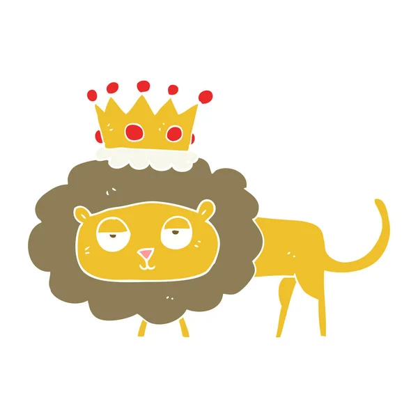 Плоская Цветная Иллюстрация Льва Короной — стоковый вектор