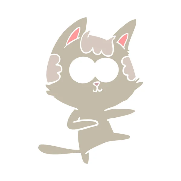 Dancing Flat Color Style Cartoon Cat — Stock Vector