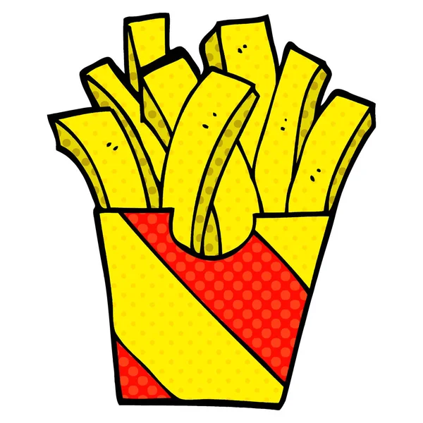 Cartoon Doodle Takeout Frietjes — Stockvector