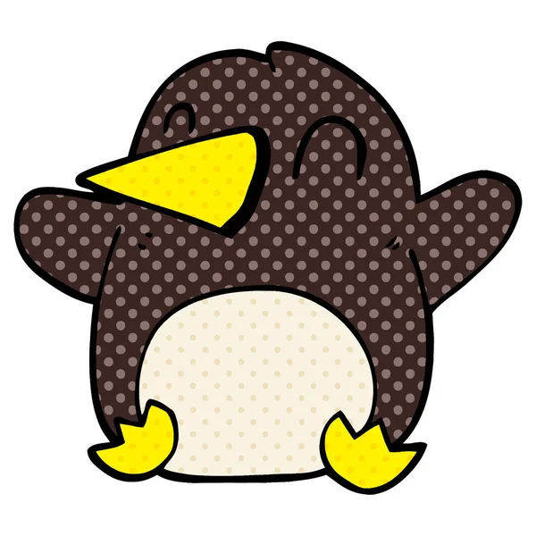 Desenho Animado Doodle Dançando Pinguim — Vetor de Stock