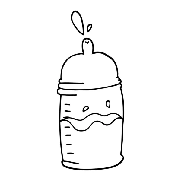 Linienzeichnung Cartoon Babyflasche — Stockvektor